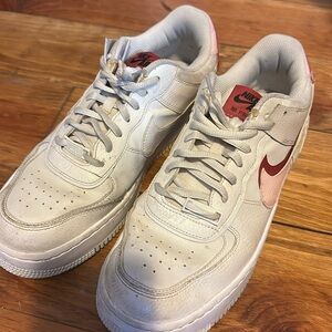 Nike Air Force 1 - used condition. Could use proper cleaning
Red & Pink swoosh!!